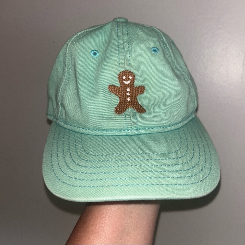 Kids Mint Green Cap with Gingerbread Design